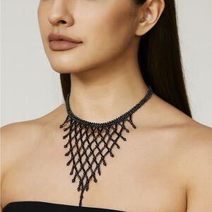 Black Geometric Necklace with adjustable length!